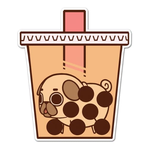 Bubble Tea Puglie Pug Sticker - Sticker - Die Cut