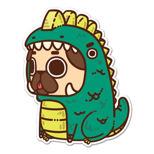 Dino Puglie Pug Sticker - Sticker - Die Cut