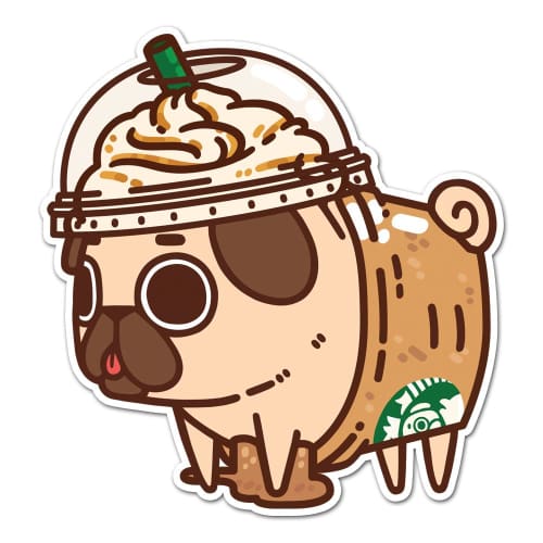 Frappugcino Puglie Pug Sticker - Sticker - Die Cut