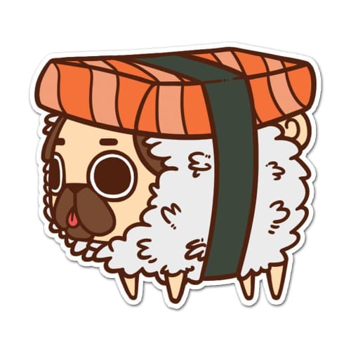 Sushi Puglie Pug Sticker - Sticker - Die Cut